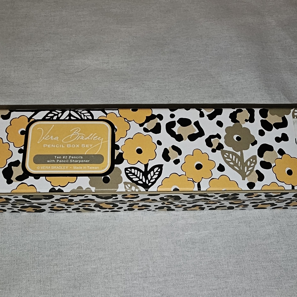 Vera Bradley Yellow and Black Floral Pencil Box